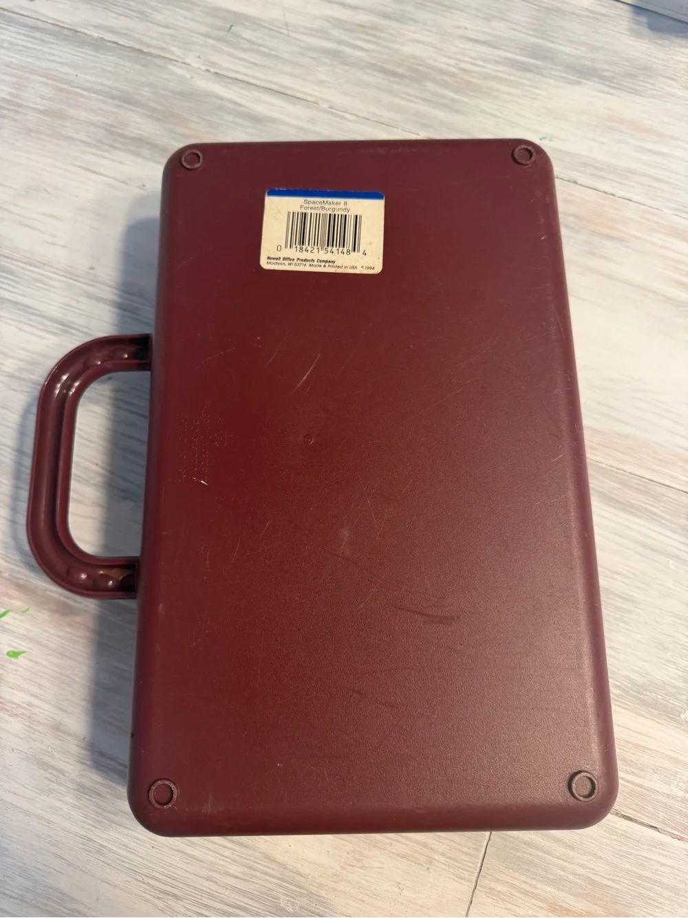 Vintage 1994 SpaceMaker II Storage Case Forest Green Burgundy Handle Organizer